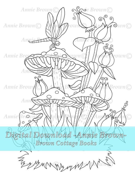 Coloring Pages Fairyland Mushrooms Dragonfly Digi Stamp Etsy Coloring Pages Fairyland Mushrooms Dragonfly Digi Stamp Etsy