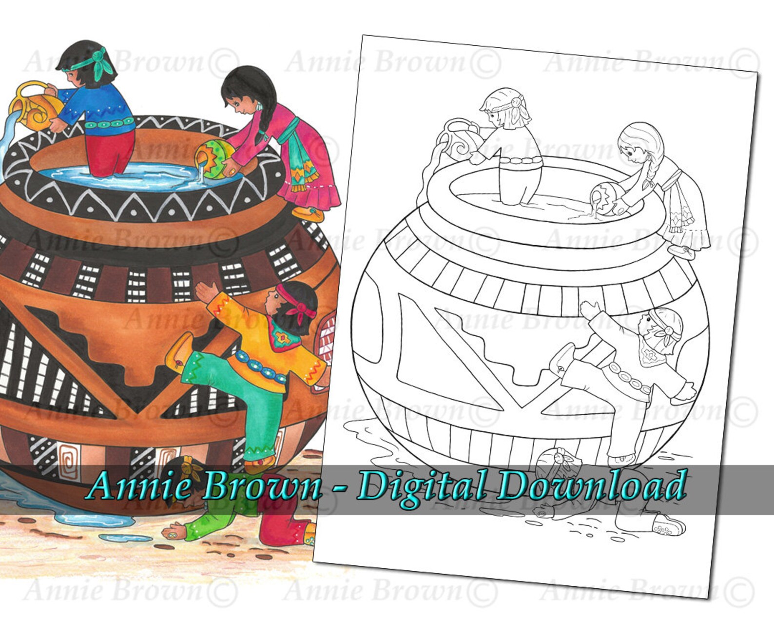 Native Southwest Coloring Children Printable Download | Etsy