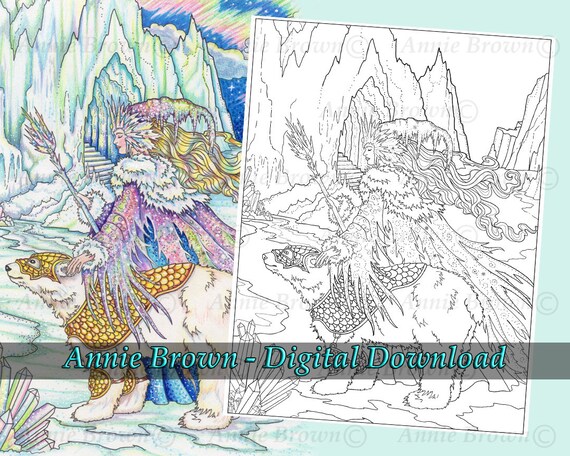 Snow Queen Coloring Page Fantasy Art Printable Download Etsy