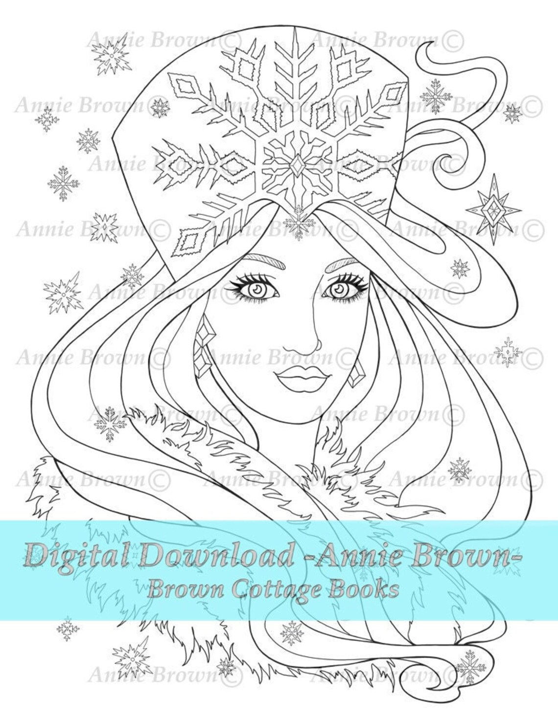 Winter Queen Adult Coloring Page Fantasy Art Printable - Etsy