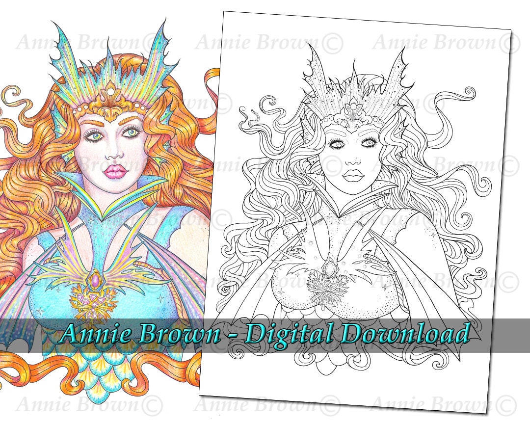 Mermaids Coloring Page Adult Coloring Page Sirens Line Art - Etsy