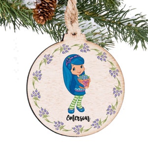 Blueberry muffin Christmas ornament, name ornament, gift for kids, Strawberry Shortcake, cartoon