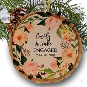 Engagement Ornament - Personalized With Names and Date - Engagement Gift or Christmas Gift, Custom Christmas Engaged Ornament