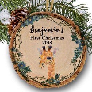 Personalized Baby Ornament, Baby's First Christmas Ornament, Baby Shower Gift, Gift for Baby Girl Boy, Christmas Baby Giraffe Ornament