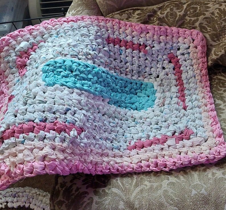 Old Fashioned Rag Rug. Made From Upcycled Fabric. Pink Etsy