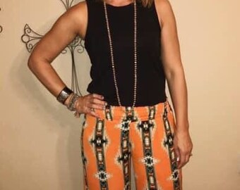 aztec bell bottom pants