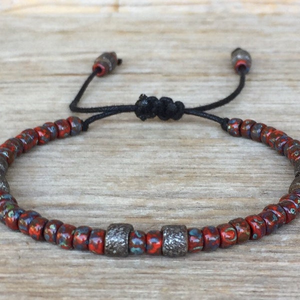 Boho beaded bracelet red, gift for him and her, Miyuki bracelet