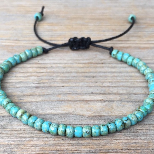 Boho Turquoise beaded bracelet, beaded bracelets for women, mens seed beads small bracelet, strong beads bracelet friends