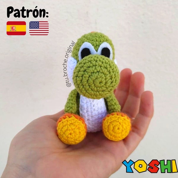 Yoshi crochet pattern - Amigurumi Yoshi PDF TUTORIAL (Spanish and English) - Crochet PATTERN Yoshi - Tutorial doll Yoshi