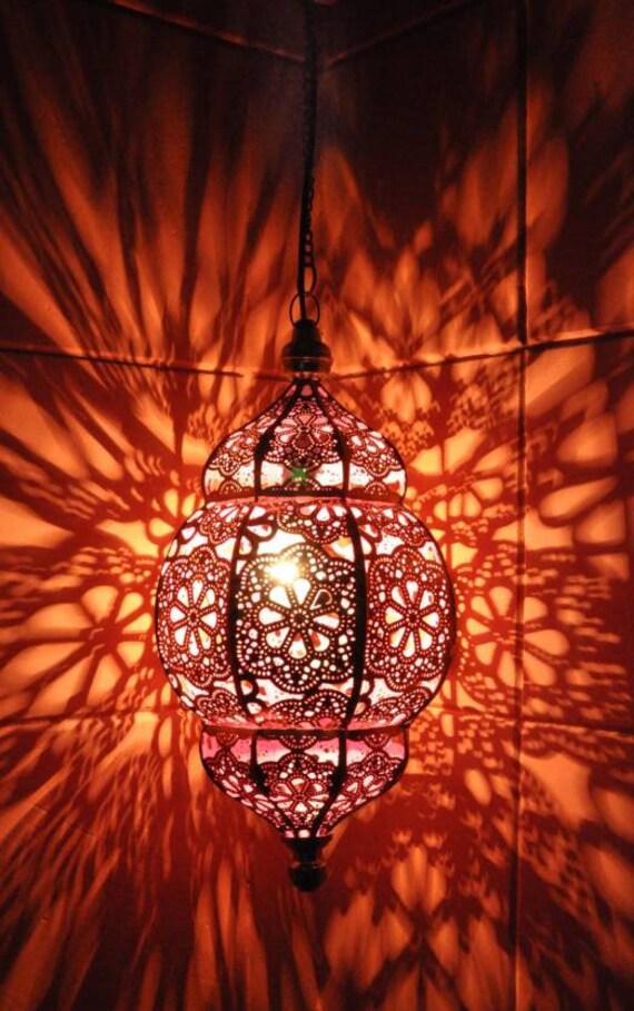 Shreeradhejewels Home Decorative Moroccan Style Metal Ceiling Pendant Lamp Hanging Lantern Lamp Colorful Lighting Arabian Oriental Lamp