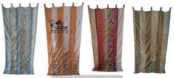 Indian Old Silk Sari Multicolor Curtain Door Drape Window Decor Lot Of 30 pcs 