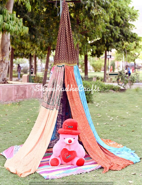 Saree Canopy Boho Hanging Tent Indian Bed Canopy Etsy