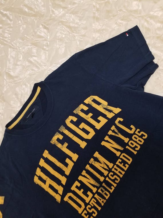 navy blue and yellow tommy hilfiger shirt