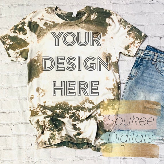 DIGITAL FILE ONLY Bleached Bella Canvas Heather Clay 3001cvc Shirt Mock-up