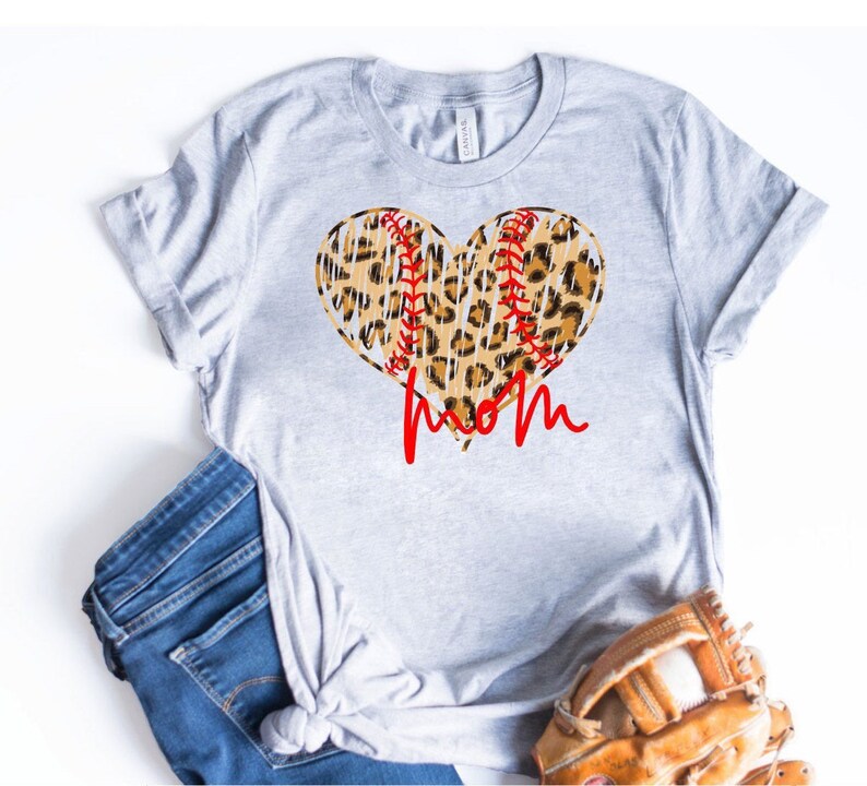 Leopard Print Baseball Heart Shirt baseball mom shirt Etsy