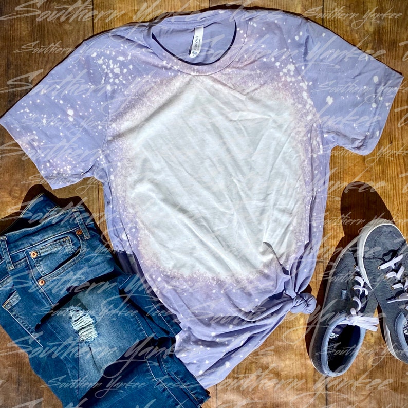 Download Bleached Bella Canvas Heather Blue 3001cvc Shirt Mock-up ...