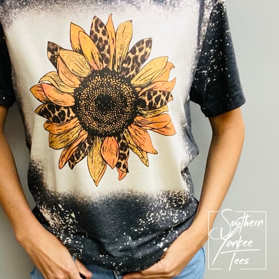 Leopard Sunflower Bleached Shirt | Etsy 