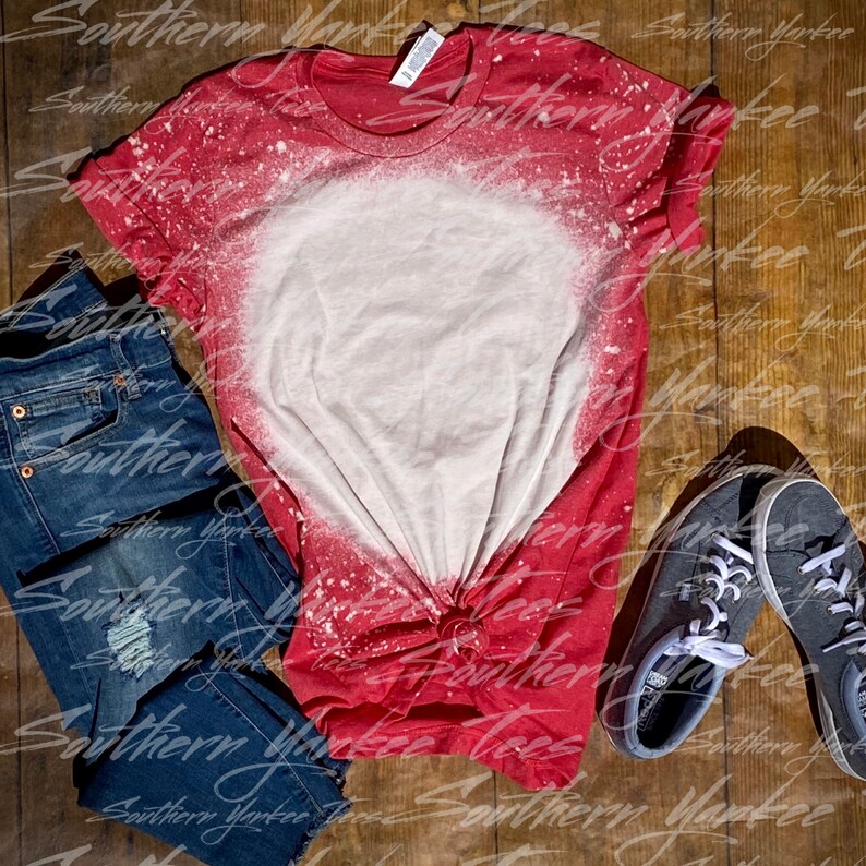Download Bleached Bella Canvas Heather Red 3001cvc Shirt Mock-up | Etsy
