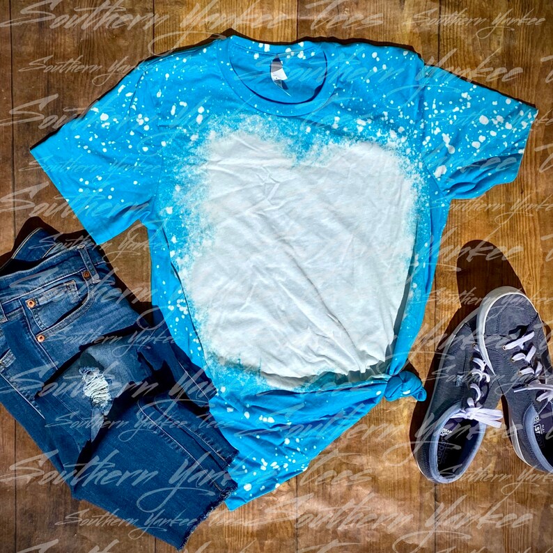 Bleached Bella Canvas Heather Aqua 3001cvc Shirt Mock-up | Etsy