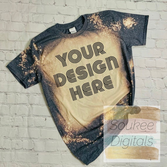 Bleached Gildan Softstyle Heather Navy 