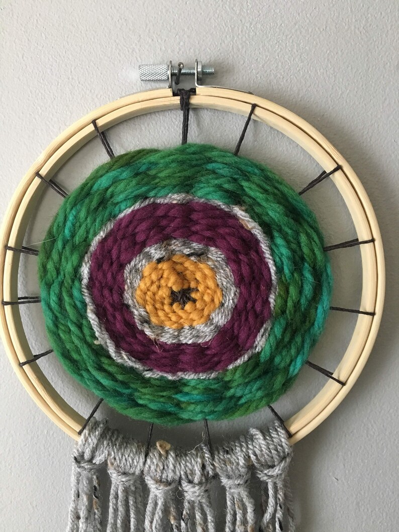 Yarn wall hanging  jessecmault hoop weaving  fiber art  hand  etsy