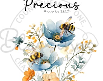 Proverbs 31 Woman Bees & Wildflowers Printable PDF Composition Notebook Graphic and PDF Pen Wraps.
