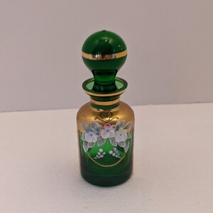 Vintage Czech/bohemian Perfume Bottle Atomizer Greenish/blue Color