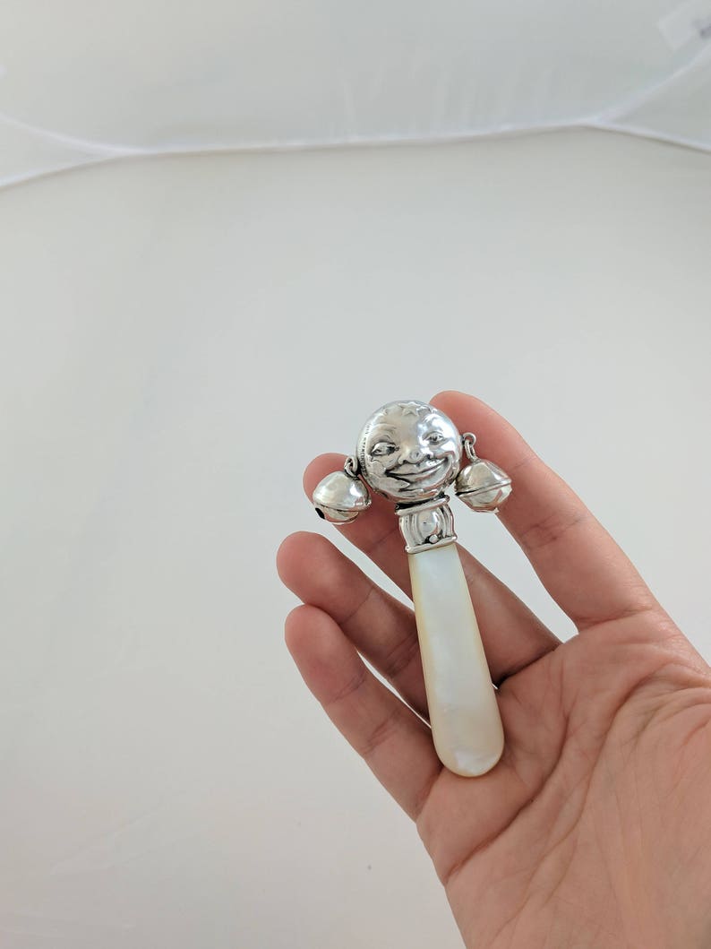 Antique Sterling Silver Baby Rattle Doll Accessory
