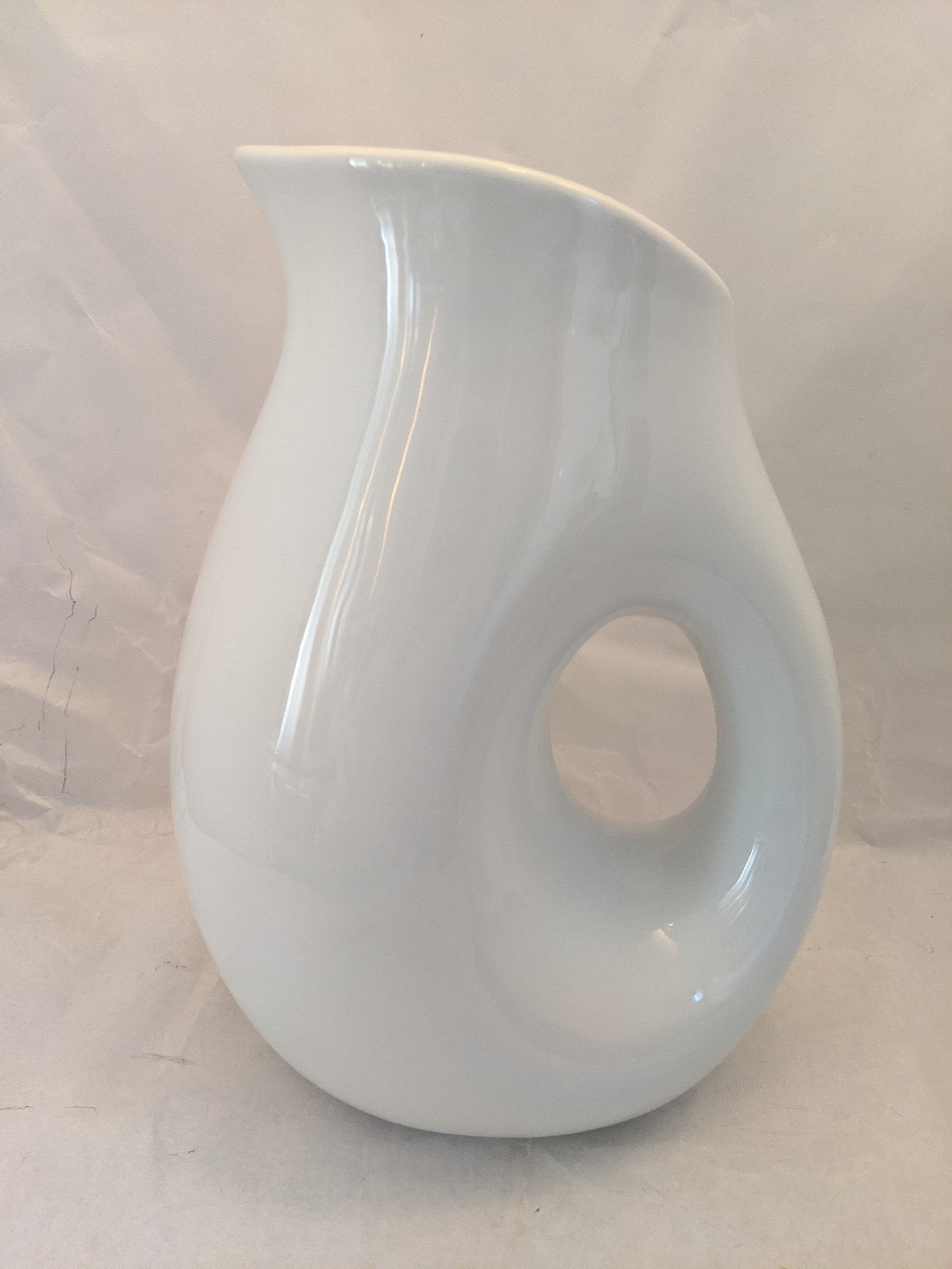 Vintage White Ceramic Pitcher Etsy