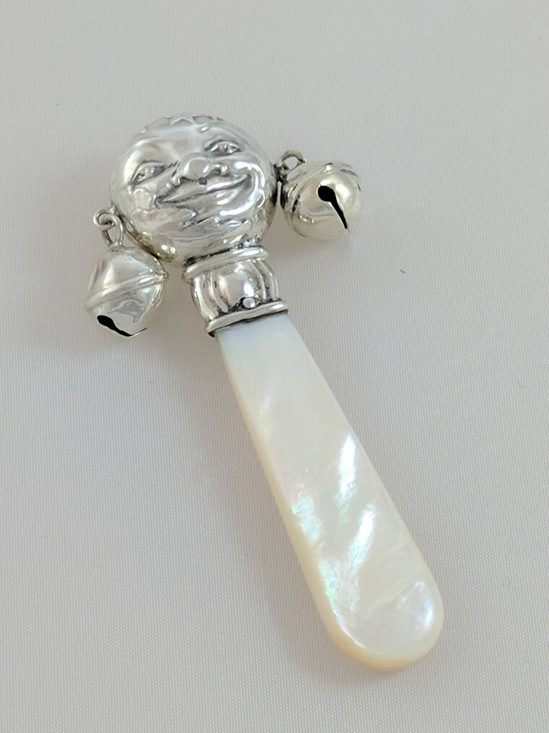 Antique Sterling Silver Baby Rattle Doll Accessory