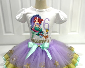Conjunto de tutú de La Sirenita, conjunto de tutú de la princesa Ariel, traje de La Sirenita
