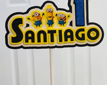 Topper de pastel de Minions 3D, toppers de pastel de Minions personalizados, decoraciones de fiesta de Minions