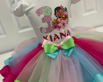 Hermoso conjunto de tutú Baby Moana, traje de tutú Moana multicolor