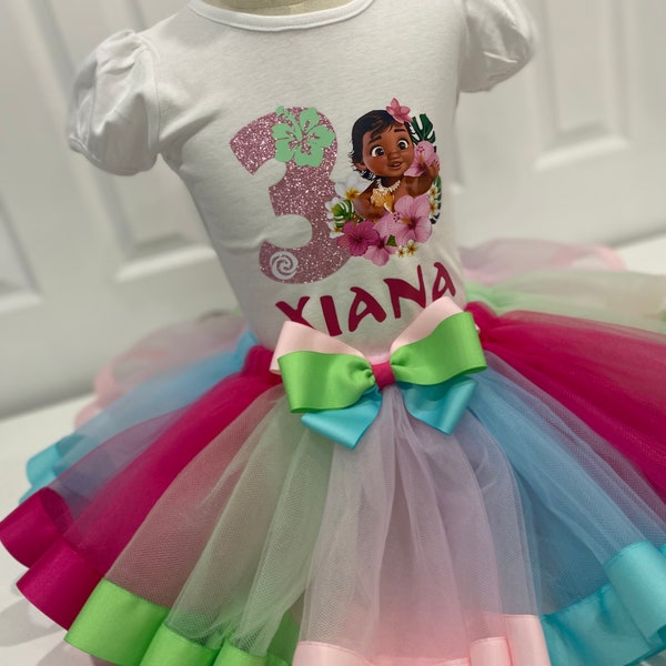 Beautiful Baby Moana tutu set, multicolor Moana tutu outfit
