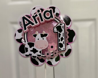 Hermoso topper de pastel de vaca, topper de pastel de animales de corral/granja, topper de pastel de vaca agitador 3D, topper de pastel de agitador de granja