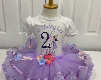 Hermoso conjunto de tutú Isabella, traje de cumpleañera encanto, tutú lila isabella, tutú de cumpleañera lila, conjunto de tutú Isabella Encanto,