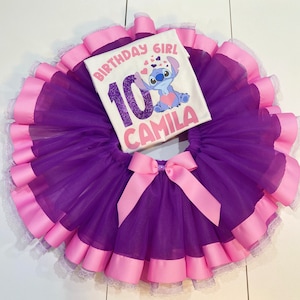 Stitch birthday girl tutu set, Beautiful lilac and pink stitch tutu