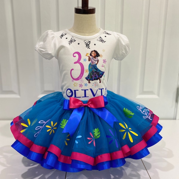 Beautiful Encanto birthday girl tutu set, encanto tutu set, Mirabel encanto outfit.