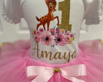 Tutu Bambi Baby Girl Outfit Bambi Birthday Girl Tutu Set, Cute