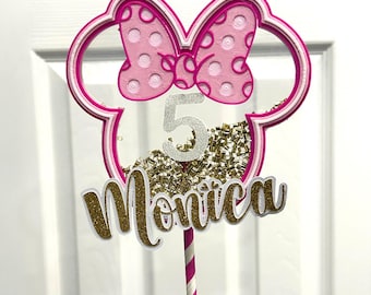 Lindo adorno de plástico para tarta de Minnie Mouse, adorno para tarta de Minnie Mouse de Saker