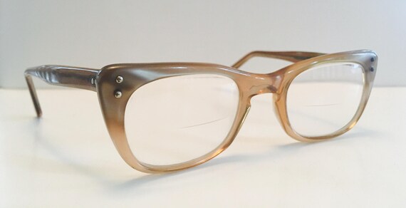 1960s Beige Vintage Cat Eye Glasses - image 1