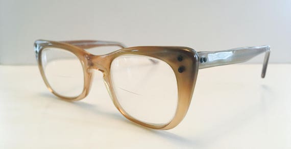 1960s Beige Vintage Cat Eye Glasses - image 2