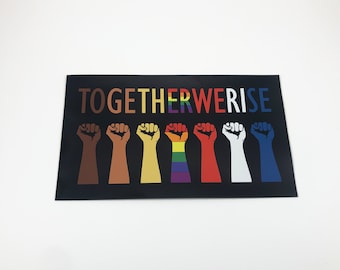 Auto Magnet Together We Rise Social Equality Magnetized Car Decal Refrigerator Magnet