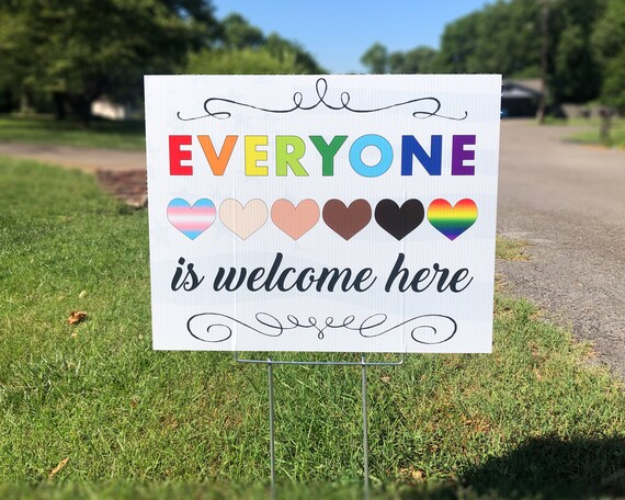 Everyone is Welcome Here Yard Sign Equality Double Sided - Etsy UK