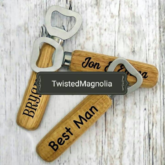 Personalised Wooden Handle Bottle Opener Birthday Perfect Father/'s Day Gift