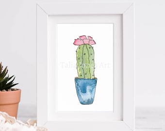 Watercolor Cactus Art Print, Cacti Illustration, Floral Cactus Artwork, Botanical Wall Art, Desert Wall Decor, Houseplant Decor, 5x7, 8x10