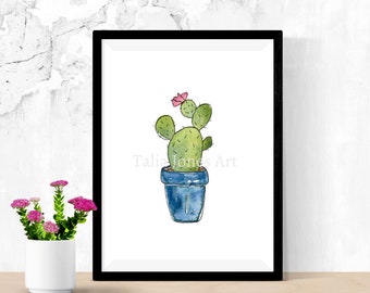 Watercolor Cactus Art Print, Cacti Illustration, Floral Cactus Artwork, Botanical Wall Art, Desert Wall Decor, Houseplant Decor, 5x7, 8x10