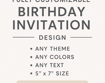 Fully Custom Digital Birthday Invitation – Personalized Canva Design – Pick Any Party Theme – Printable JPG or PDF
