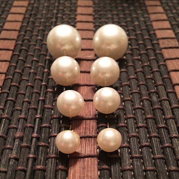 White Pearl Stud/Earring Set, Pearl Earrings/Studs