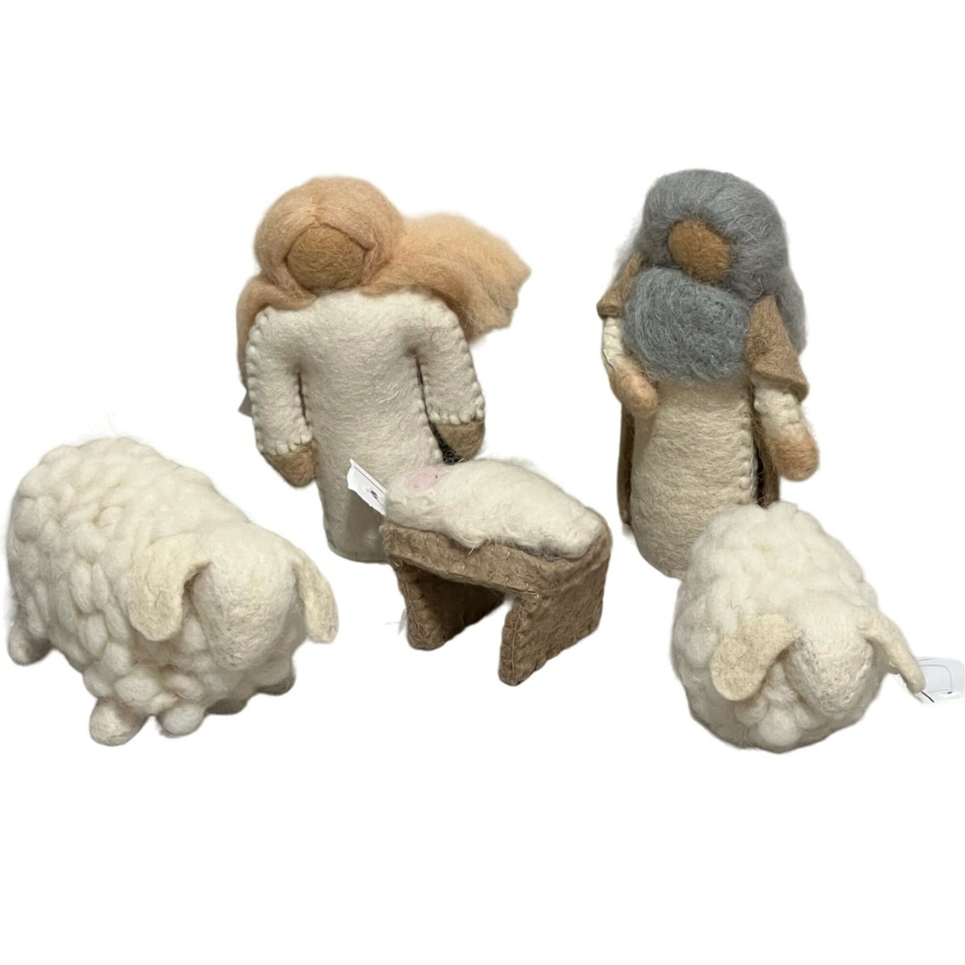 Mud Pie Felted Wool Christmas Nativity Advent Manager Jesus Etsy